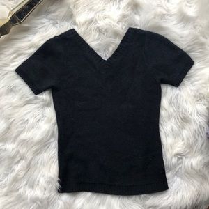 Black V neck/ B back wool sweater